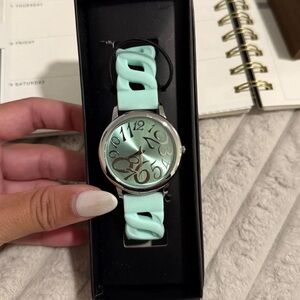 Mint Green Watch with Silver Accents